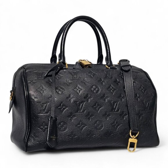LOUIS VUITTON Empreinte Speedy 30 Black Leather Shoulder Strap Bag Bandouliere - Picture 1 of 16